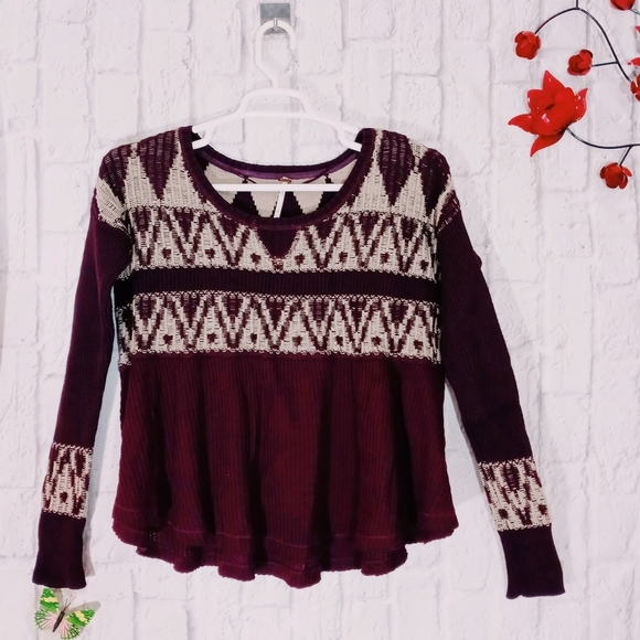 Free People Aztec Pullover Knit Sweater Top - Picture 1 of 3